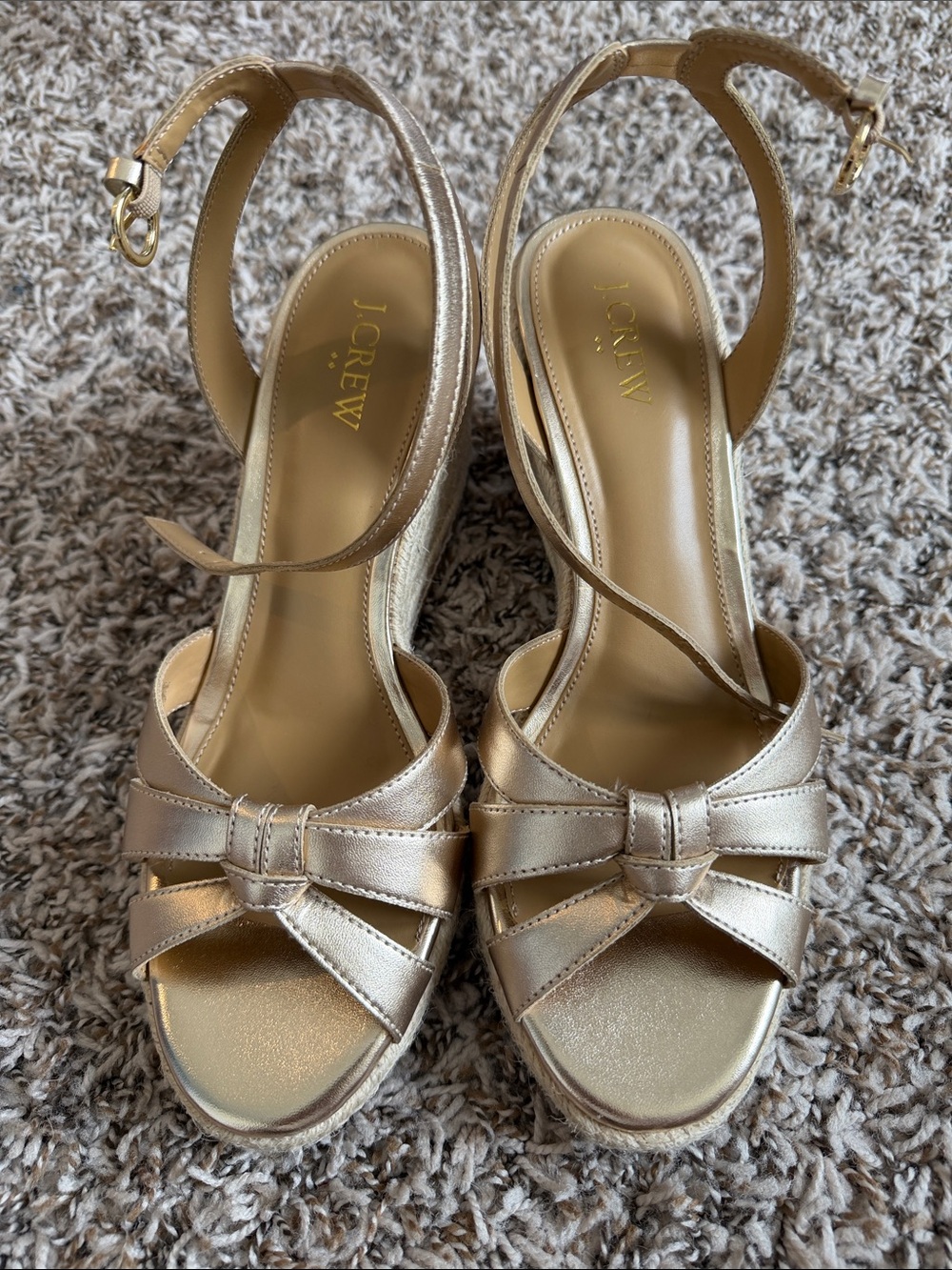 J. Crew Gold Wedge Sandals